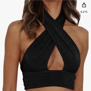 Black halter crop